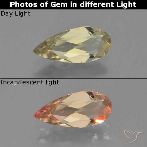 Diaspro cangiante Giallo terroso naturale da 0.80 ct, Forma a pera, VVS-VS