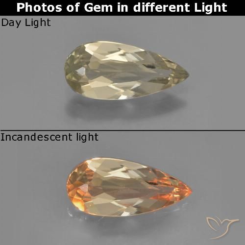1.09ct Naturale Giallo dorato molto chiaro Diaspro cangiante, Forma a pera, VVS-VS