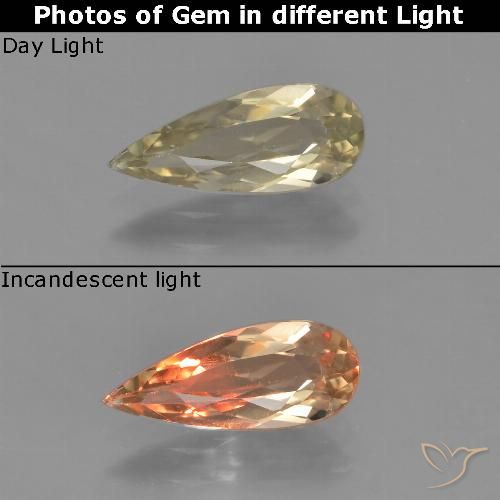 Diaspro cangiante Giallo caldo naturale da 1.14 ct, Forma a pera, VS