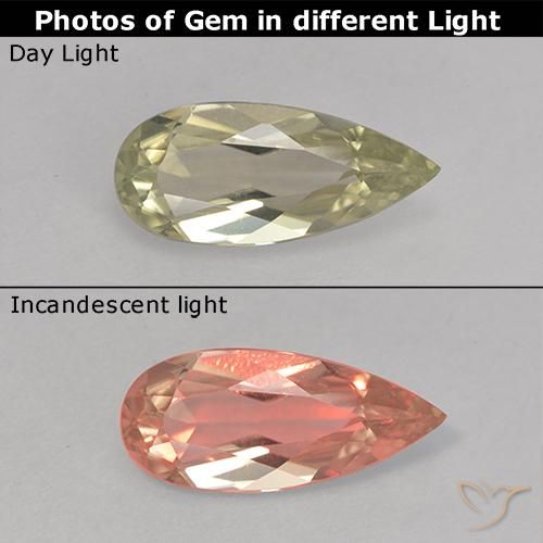 Diasporo cangiante naturale giallo da 1,00 ct, taglio a pera, VVS-VS