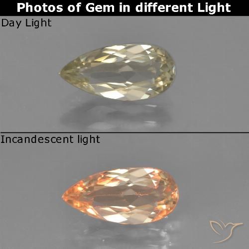 1.22ct Naturale Giallo terroso Diaspro cangiante, Forma a pera, VVS-VS