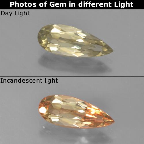 Diasporo cangiante naturale giallo da 1,30 ct, taglio a pera, VVS-VS