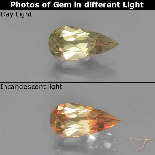 1.08ct Naturale Giallo caldo Diaspro cangiante, Forma a pera, VVS-VS