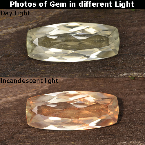 Diaspro cangiante Giallo chiaro naturale da 1.17 ct, Taglio a cuscino, VVS
