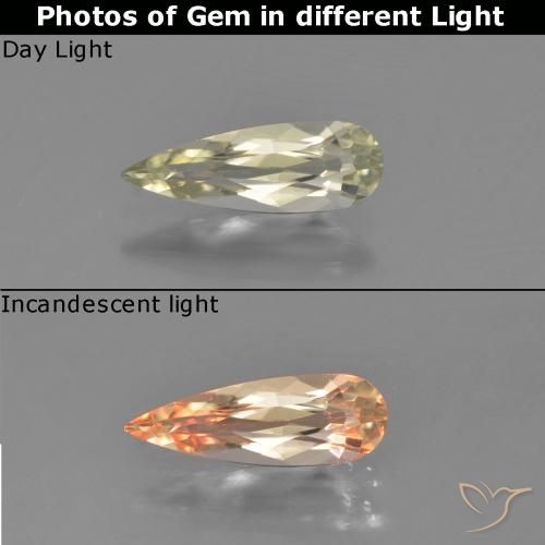 0.83ct Naturale Giallo Beige Diaspro cangiante, Forma a pera, VVS-VS