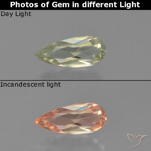 0.63ct Naturale Giallo brunastro Diaspro cangiante, Forma a pera, VVS-VS