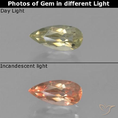 0.76ct Naturale Giallo Beige Diaspro cangiante, Forma a pera, VVS-VS