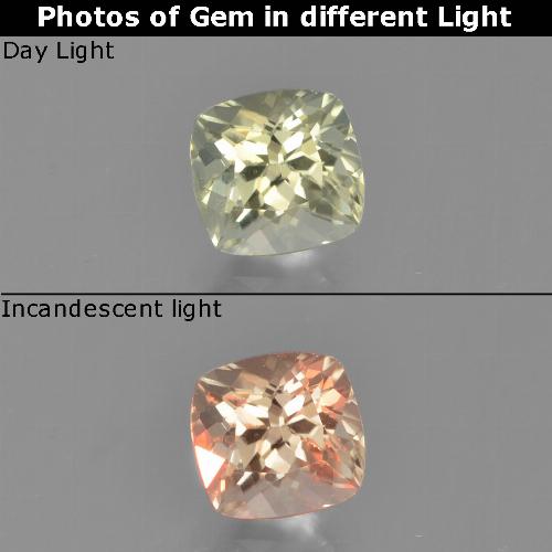 Diasporo cangiante naturale giallo da 0,69 ct, taglio a cuscino, VS