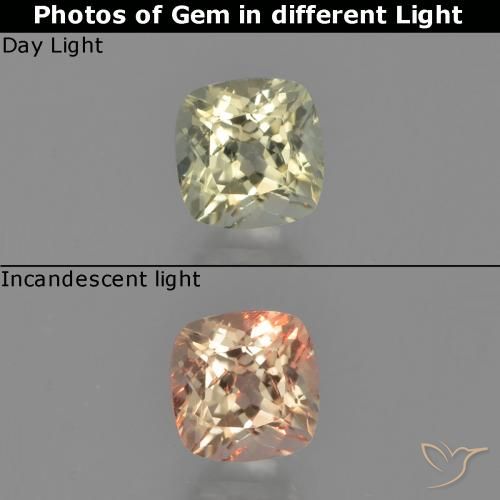 Diaspro cangiante Giallo chiaro naturale da 0.65 ct, Cuscino, VS