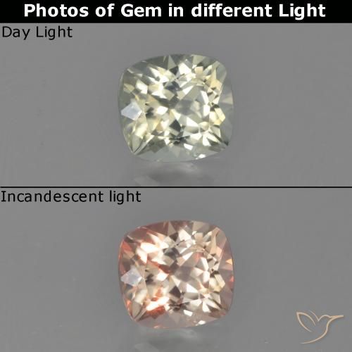 0.76ct Naturale Giallo pallido Diaspro cangiante, Cuscino, VS