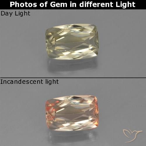 1.16ct Naturale Giallo chiaro Diaspro cangiante, Cuscino, VVS-VS
