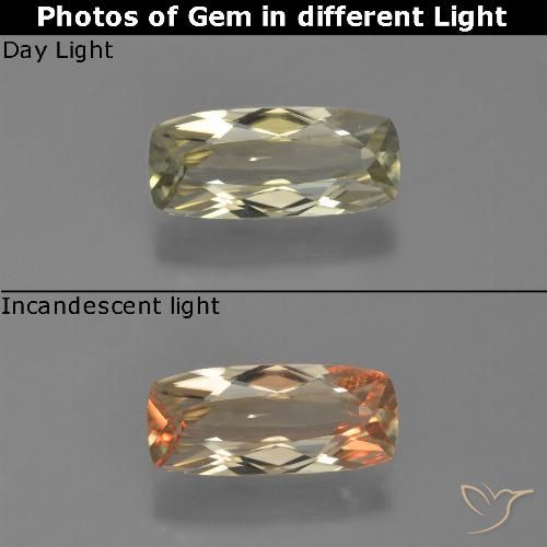 1.01ct Naturale Giallo chiaro Diaspro cangiante, Cuscino, VVS-VS