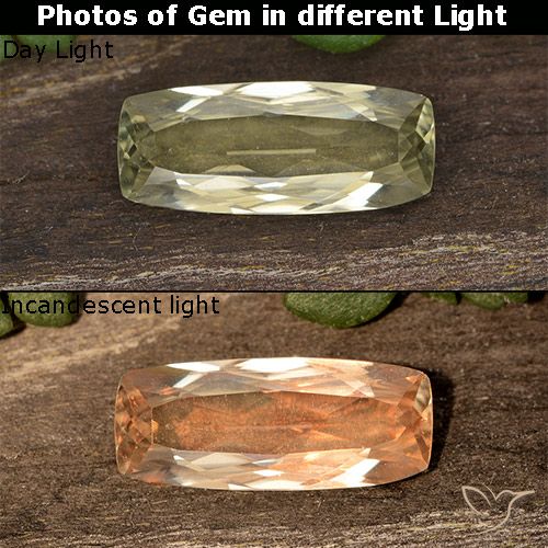 1.22ct Naturale Giallo chiaro Diaspro cangiante, Cuscino, VS