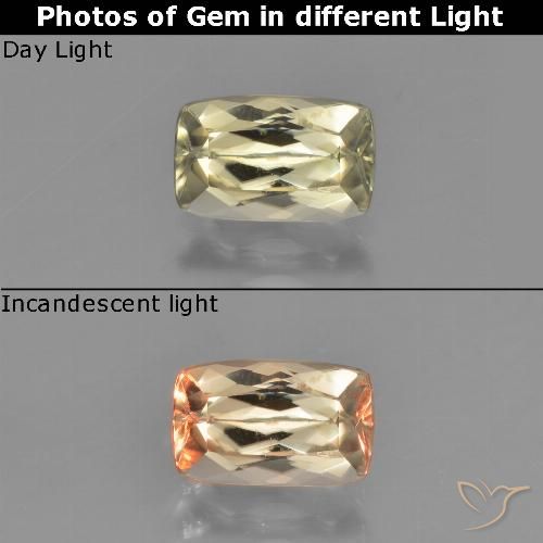 1.38ct Naturale Giallo chiaro Diaspro cangiante, Cuscino, VS