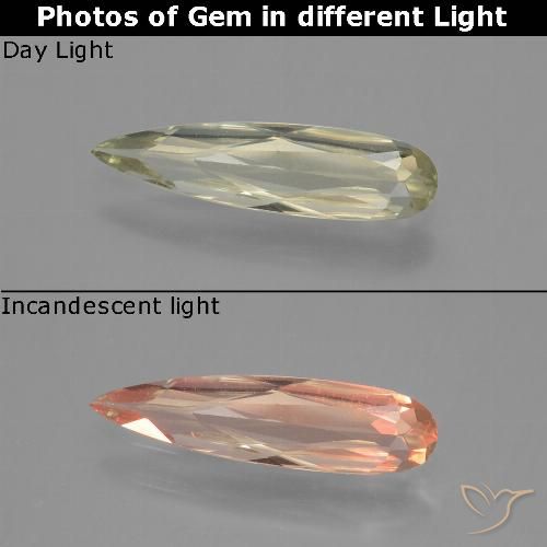 Diasporo cangiante naturale giallo da 0,54 ct, taglio a pera, VVS-VS
