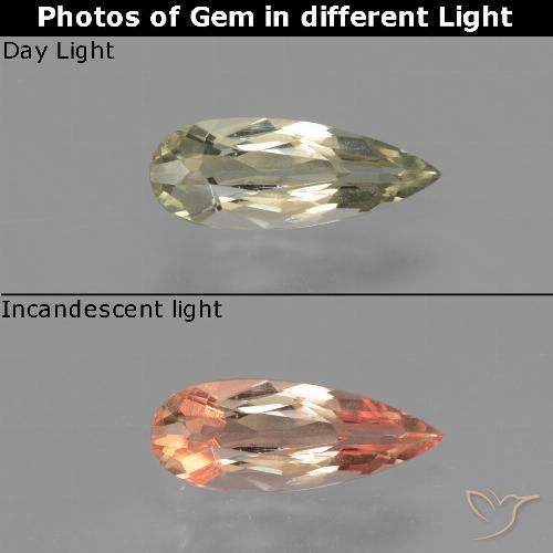0.69ct Naturale Giallo molto chiaro Diaspro cangiante, Forma a pera, VVS-VS