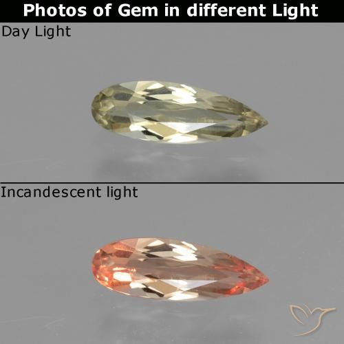 Diaspro cangiante Giallo dorato molto chiaro naturale da 0.63 ct, Forma a pera, VVS-VS