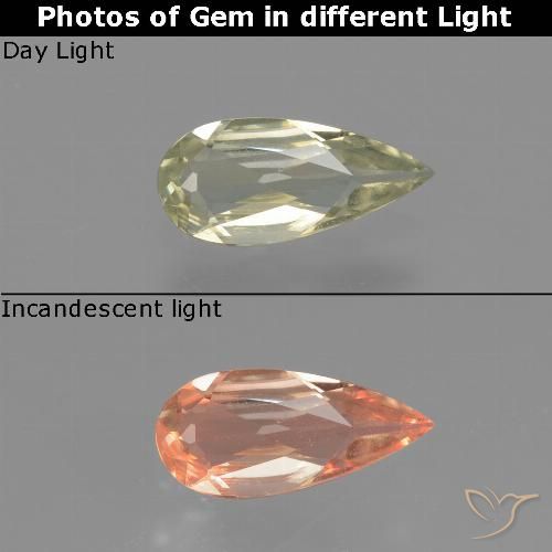 0.63ct Naturale Giallo Beige Diaspro cangiante, Forma a pera, VVS-VS