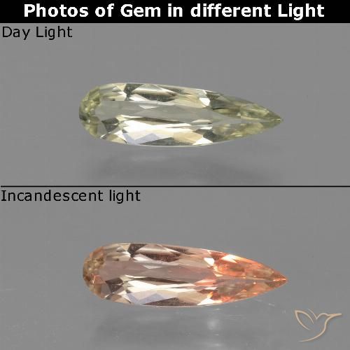 0.60ct Naturale Giallo chiaro Diaspro cangiante, Forma a pera, VVS-VS