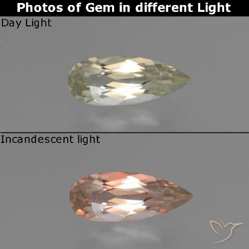 0.77ct Naturale Giallo molto chiaro Diaspro cangiante, Forma a pera, VS-SI