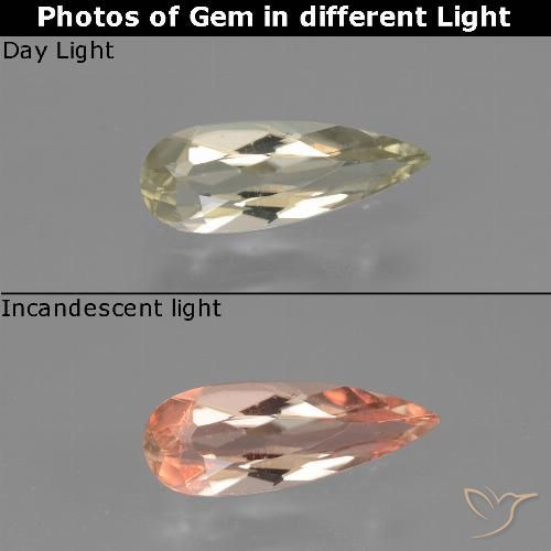 0.70ct Naturale Giallo molto chiaro Diaspro cangiante, Forma a pera, VVS-VS