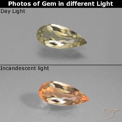 Diaspro cangiante Giallo pallido naturale da 0.99 ct, Forma a pera, VS