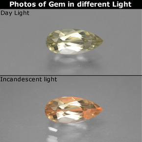 Diasporo cangiante naturale giallo da 1,19 ct, taglio a pera, VVS-VS