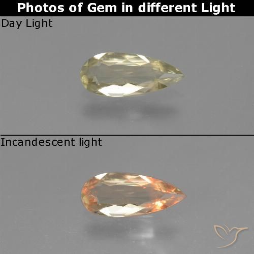 0.77ct Naturale Giallo pallido Diaspro cangiante, Forma a pera, VS