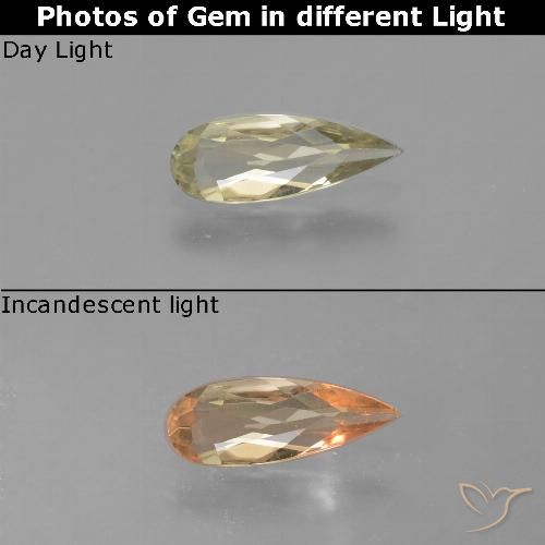 0.81ct Naturale Giallo chiaro Diaspro cangiante, Forma a pera, VS