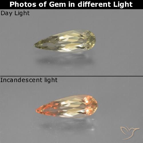 0.83ct Naturale Giallo pallido Diaspro cangiante, Forma a pera, VVS-VS