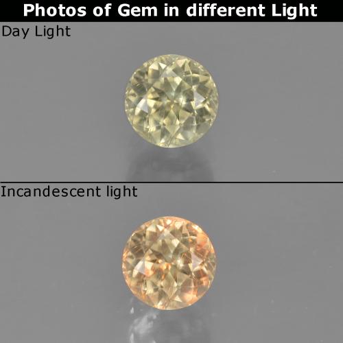 Diasporo cangiante naturale giallo chiaro da 0,58 ct, taglio rotondo, VS