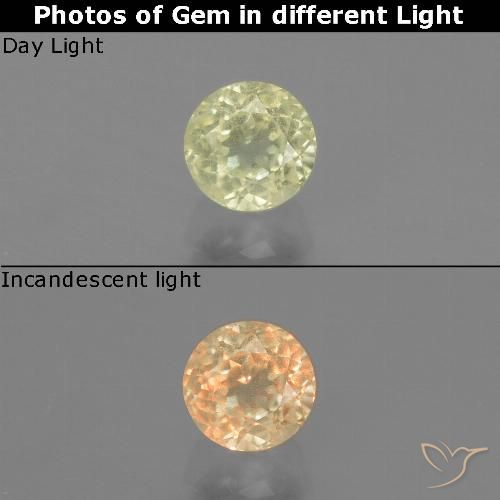 Diaspro cangiante Giallo chiaro naturale da 0.66 ct, Taglio rotondo, VS