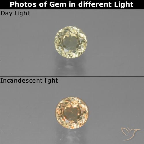Diasporo cangiante naturale giallo da 0,54 ct, taglio rotondo, VS