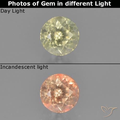 0.58ct Naturale Giallo chiaro Diaspro cangiante, Rotondo, VS-SI