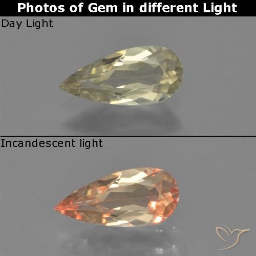 0.71ct Naturale Giallo pallido Diaspro cangiante, Forma a pera, VVS-VS