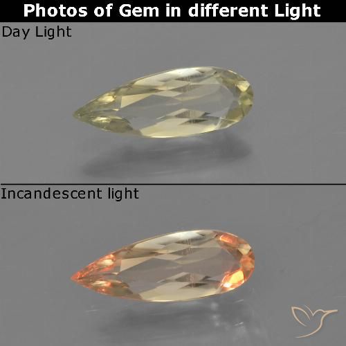 0.80ct Naturale Giallo pallido Diaspro cangiante, Forma a pera, VVS-VS