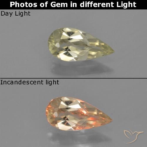0.77ct Naturale Giallo morbido Diaspro cangiante, Forma a pera, VVS-VS