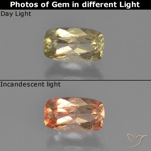 0.77ct Naturale Giallo molto chiaro Diaspro cangiante, Cuscino, VS