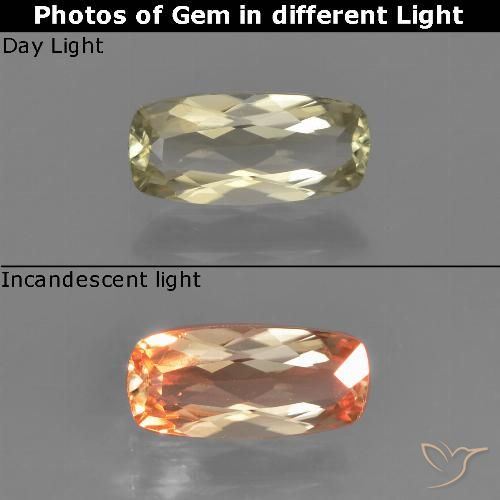 0.85ct Naturale Giallo Beige Diaspro cangiante, Cuscino, VVS-VS