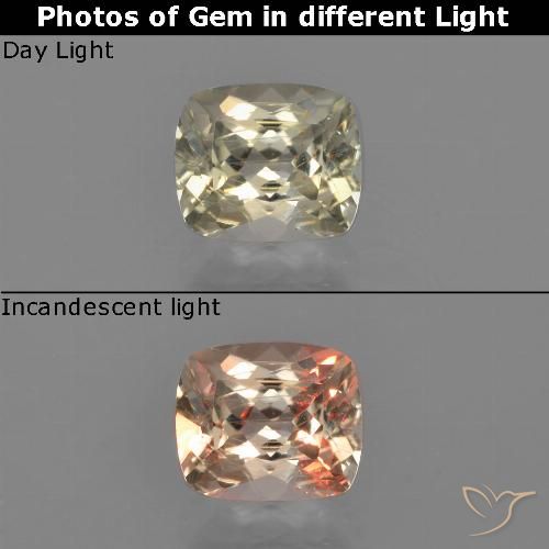 0.99ct Naturale Giallo molto chiaro Diaspro cangiante, Cuscino, VVS-VS