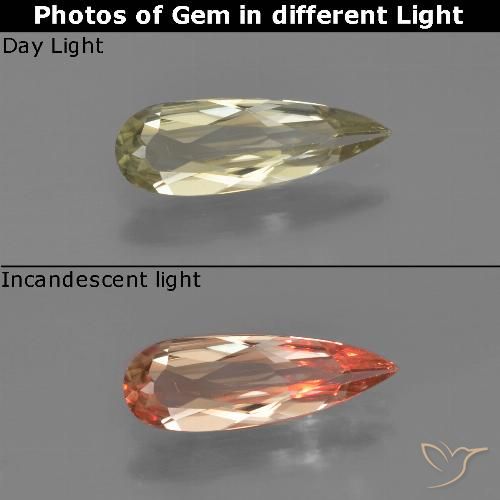 0.99ct Naturale Giallo molto chiaro Diaspro cangiante, Forma a pera, VVS-VS