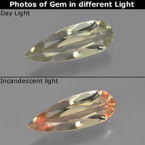 Diaspro cangiante Giallo chiaro naturale da 0.87 ct, Forma a pera, VVS-VS