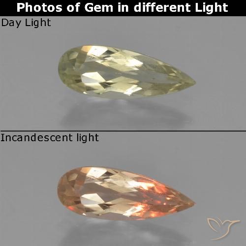 0.72ct Naturale Giallo molto chiaro Diaspro cangiante, Forma a pera, VS