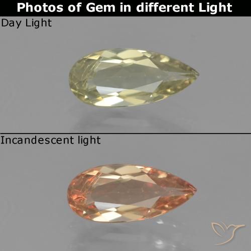 0.80ct Naturale Giallo molto pallido Diaspro cangiante, Forma a pera, VS