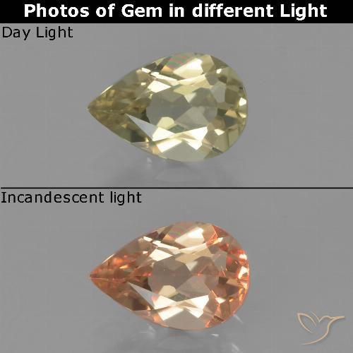 0.75ct Naturale Giallo pallido Diaspro cangiante, Forma a pera, VS