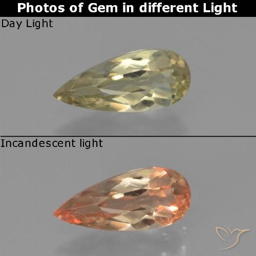 0.65ct Naturale Giallo chiaro Diaspro cangiante, Forma a pera, VVS