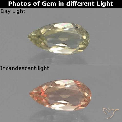 0.71ct Naturale Giallo chiaro Diaspro cangiante, Forma a pera, VVS