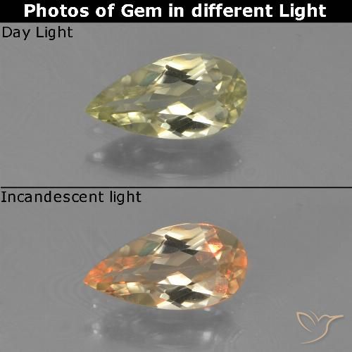 0.69ct Naturale Giallo pallido Diaspro cangiante, Forma a pera, VVS