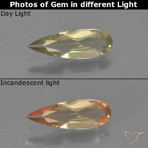 0.62ct Naturale Giallo pallido Diaspro cangiante, Forma a pera, VVS