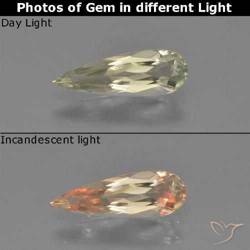 0.97ct Naturale Giallo molto pallido Diaspro cangiante, Forma a pera, VVS-VS